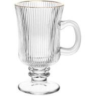 Caneca 240ml Para Cappuccino De Vidro Com Fio De Ouro Lines